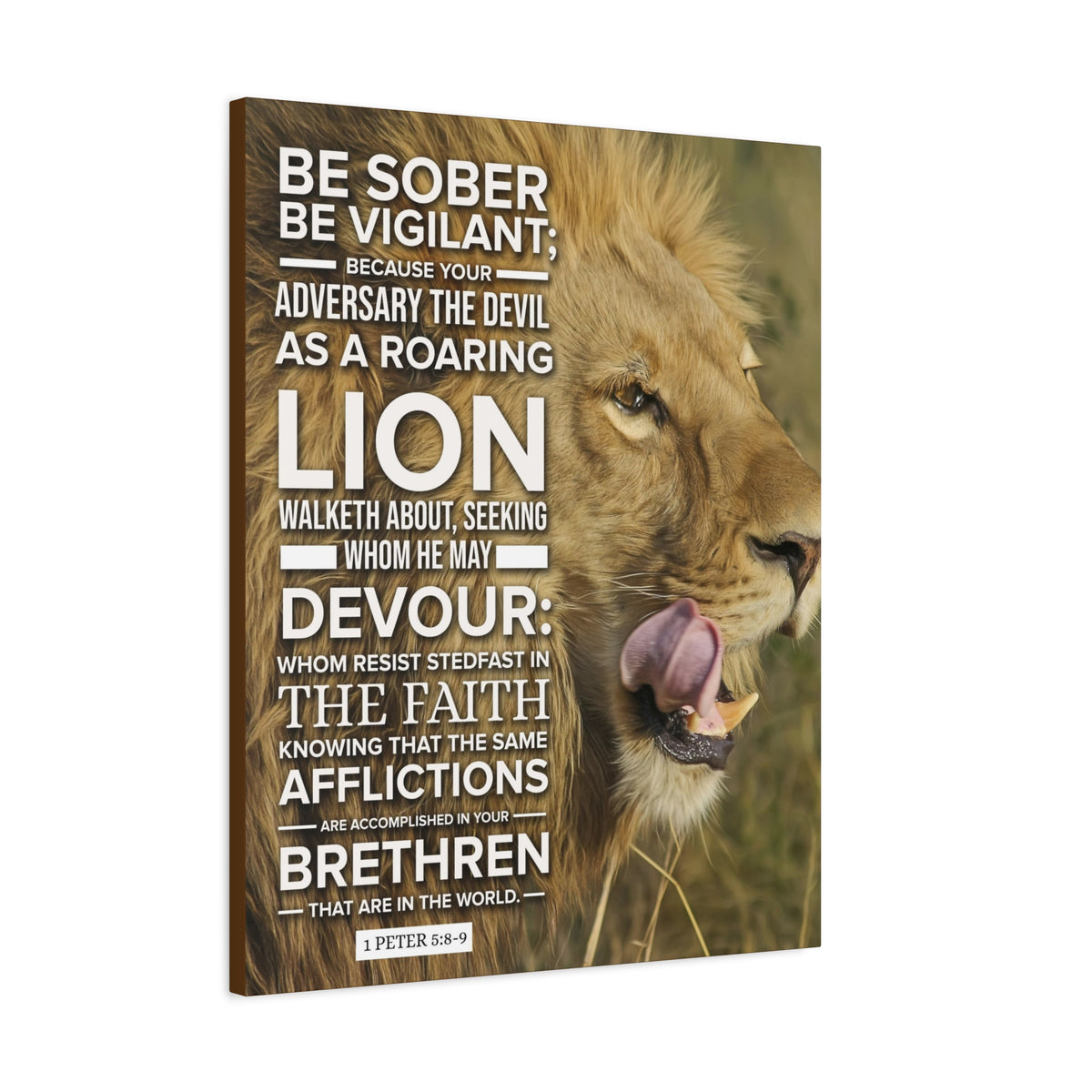 Scripture Canvas Be Vigilant 1 Peter 5:89 Christian Wall Art Bible Verse Print Ready to Hang