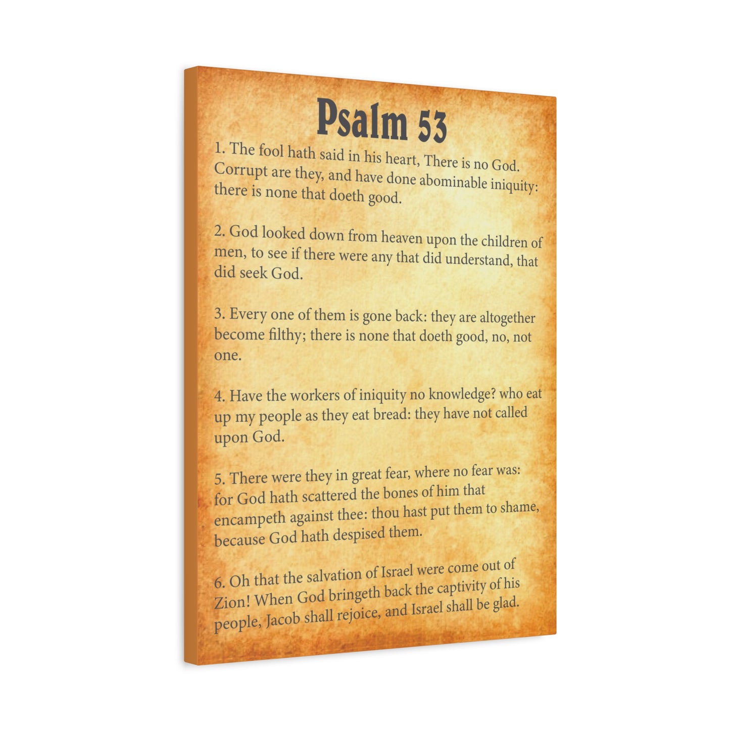 Scripture Walls Psalm 53 Gold Bible Chapter Canvas Christian Wall Art Ready to Hang