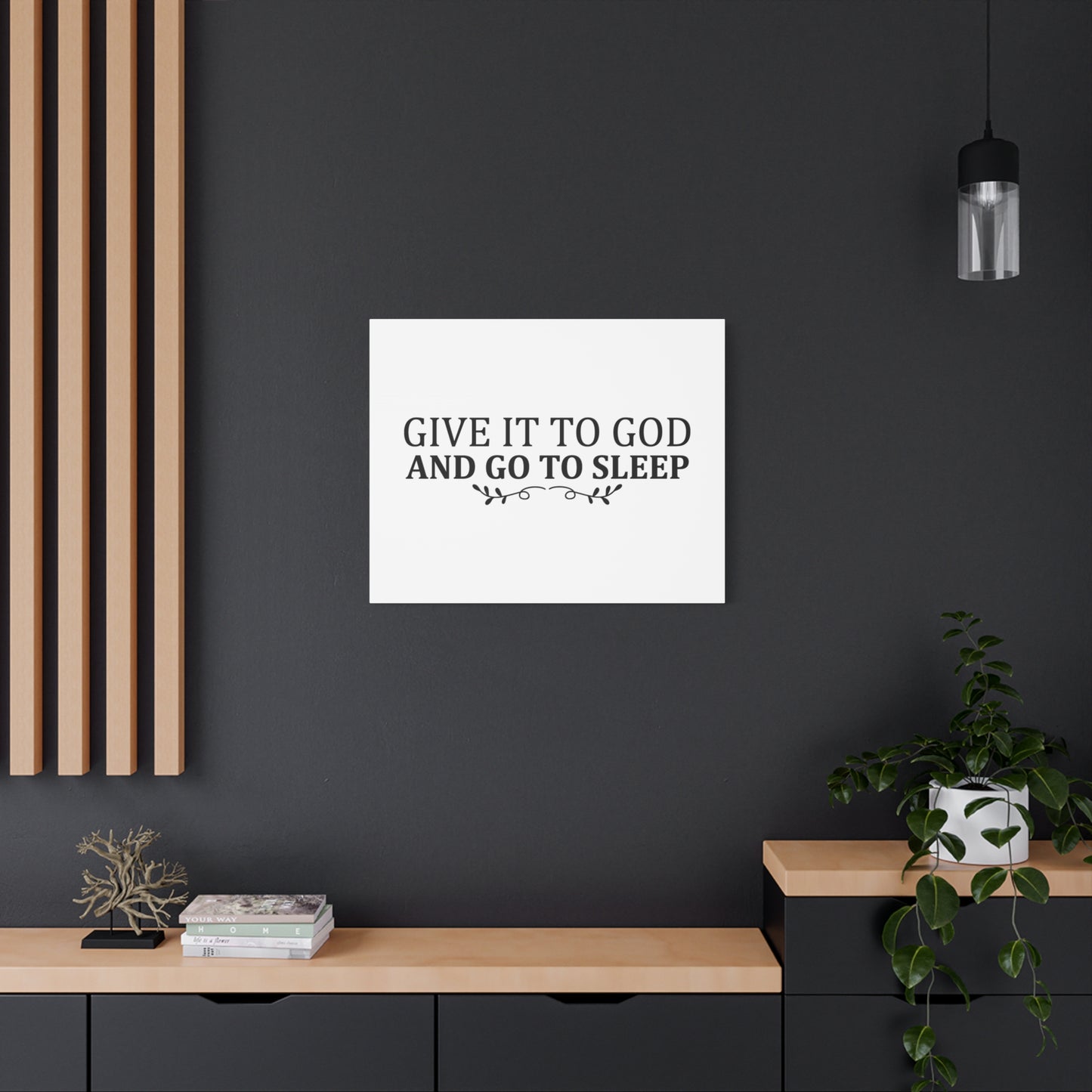 Scripture Canvas Give It To God And Sleep Psalm 55:22 Christian Wall Art Bible Verse Print Ready to Hang