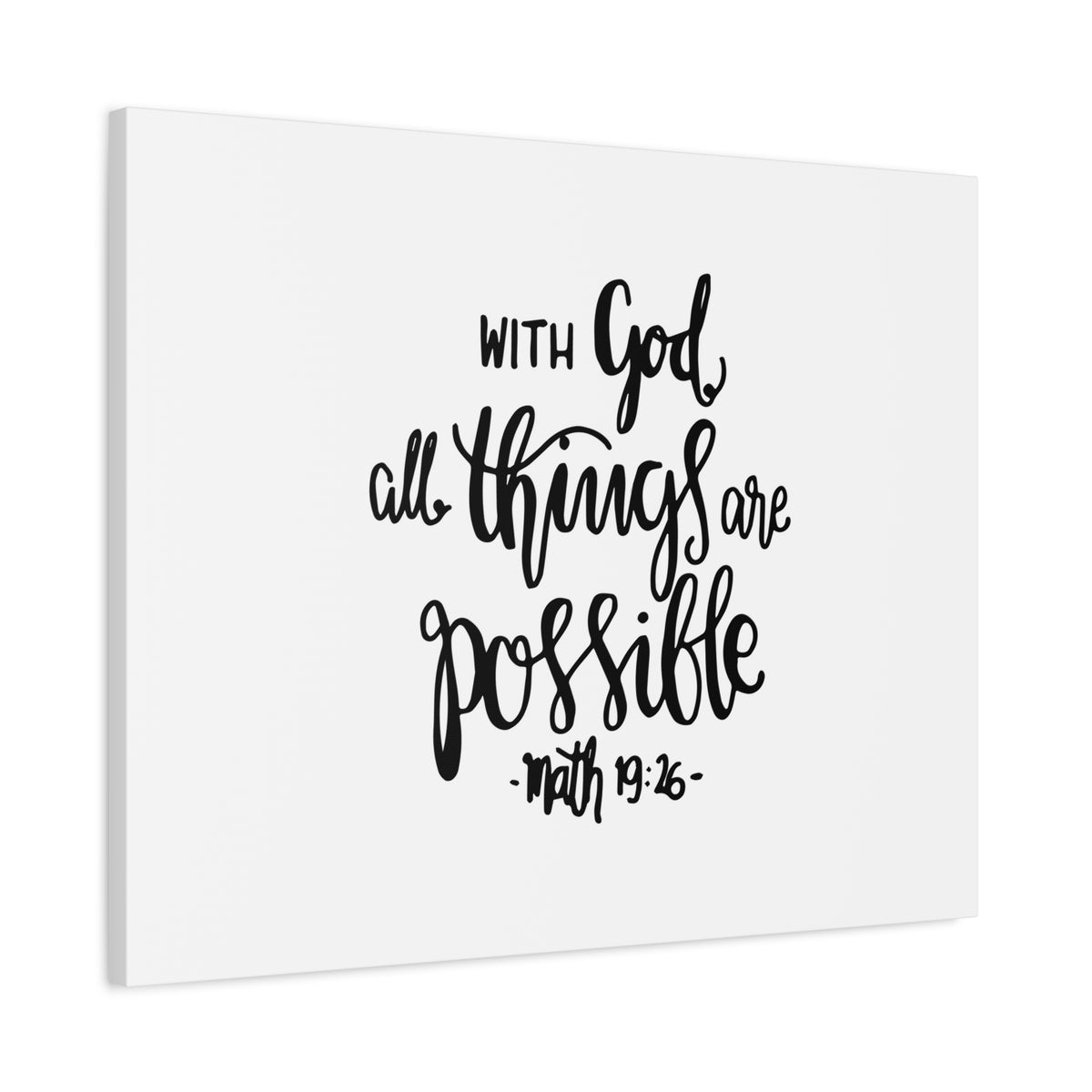 Scripture Canvas All Things Are Possible Math 19:26 Christian Wall Art Bible Verse Print Ready to Hang