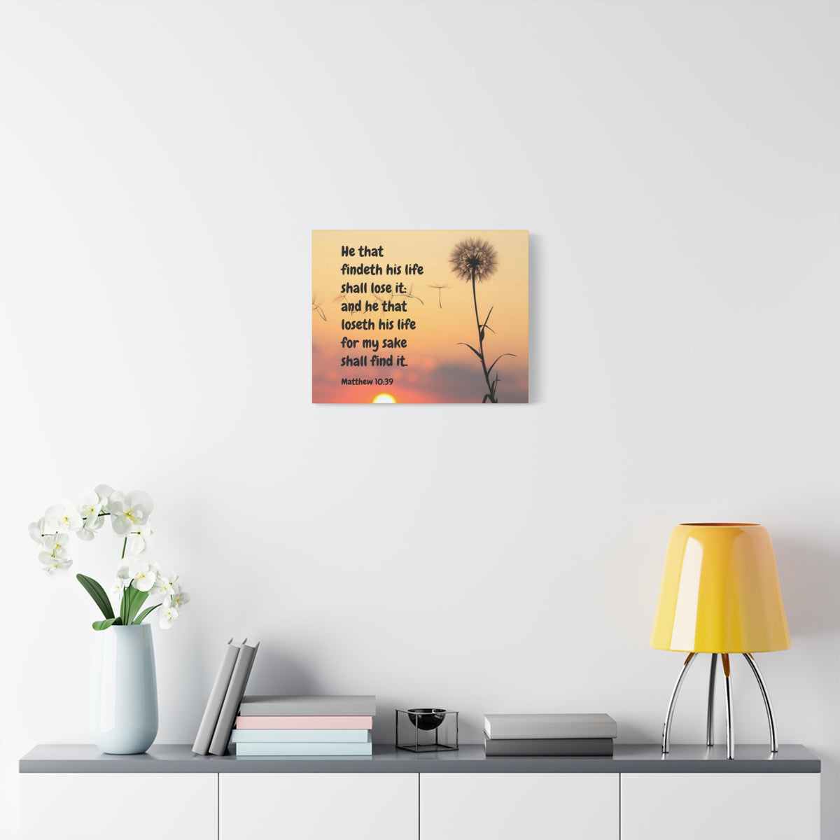 Scripture Canvas Life Matthew 10:39 Christian Wall Art Bible Verse Print Ready to Hang