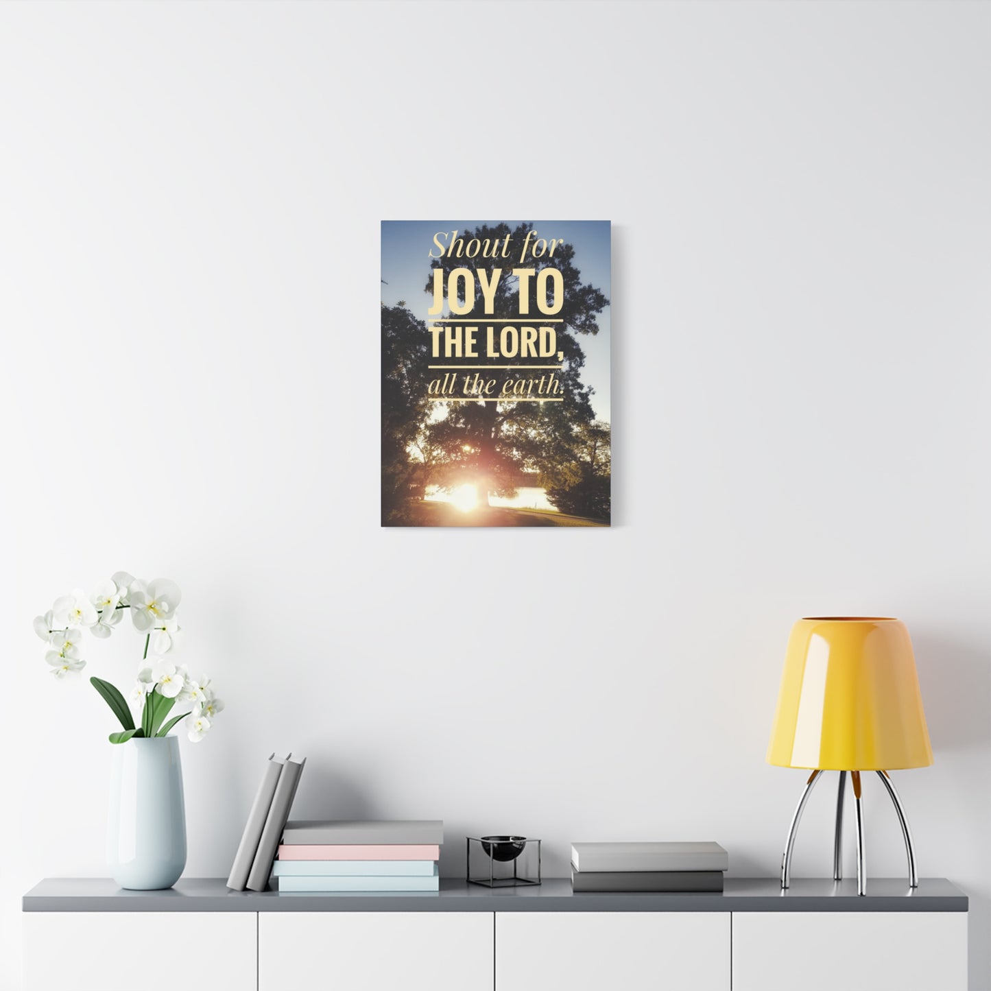 Scripture Canvas Joy To The Lord Psalms 100:1 Christian Wall Art Bible Verse Print Ready to Hang