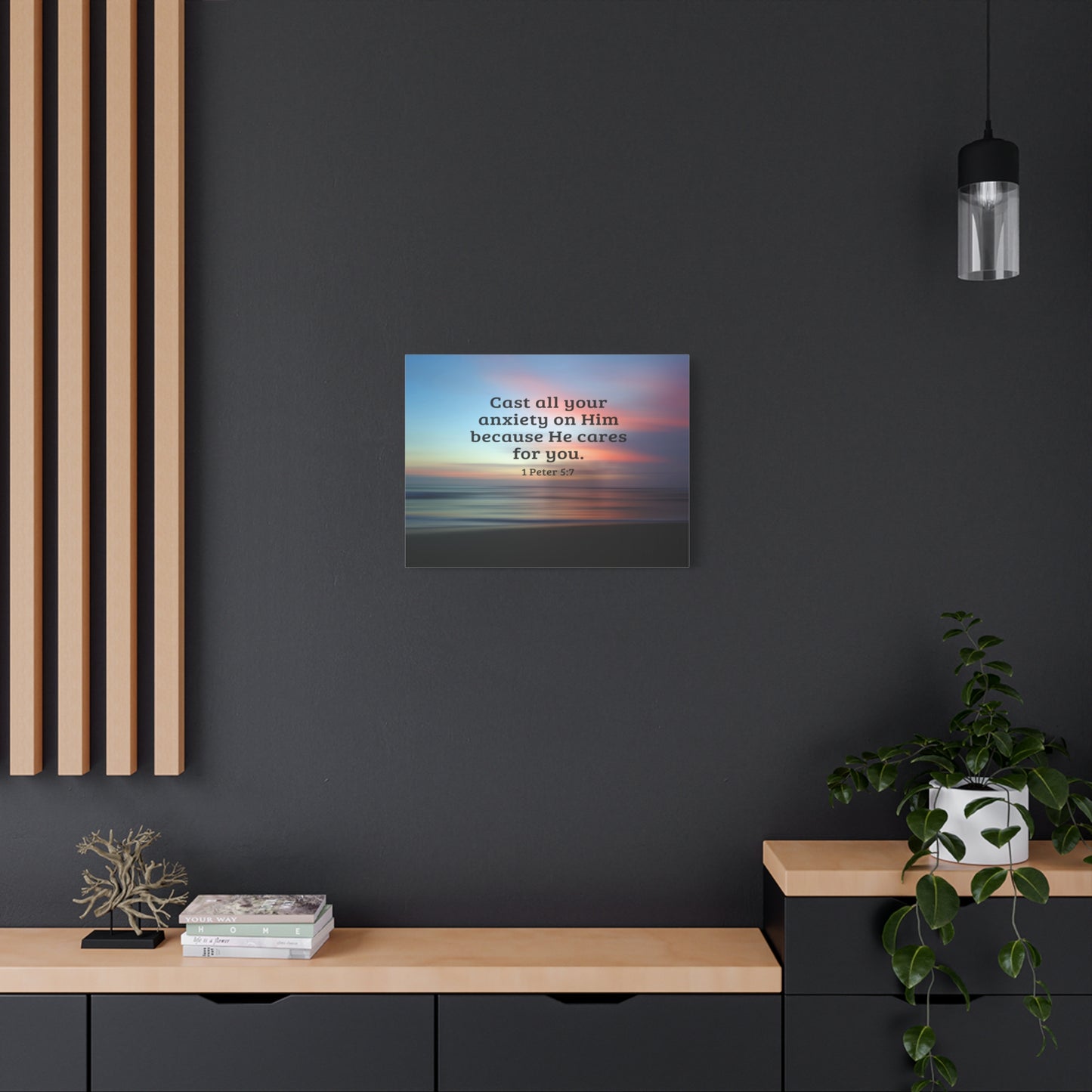 Scripture Walls He Cares For You 1 Peter 5:7 Bible Verse Canvas Christian Wall Art Ready to Hang