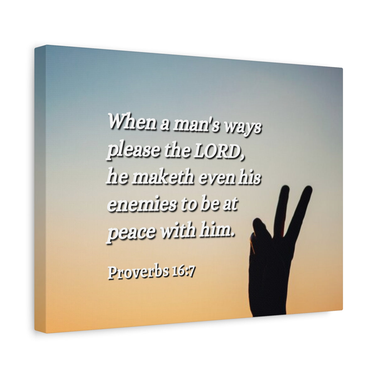 Scripture Canvas At Peace Proverbs 16:7 Christian Wall Art Bible Verse Print Ready to Hang