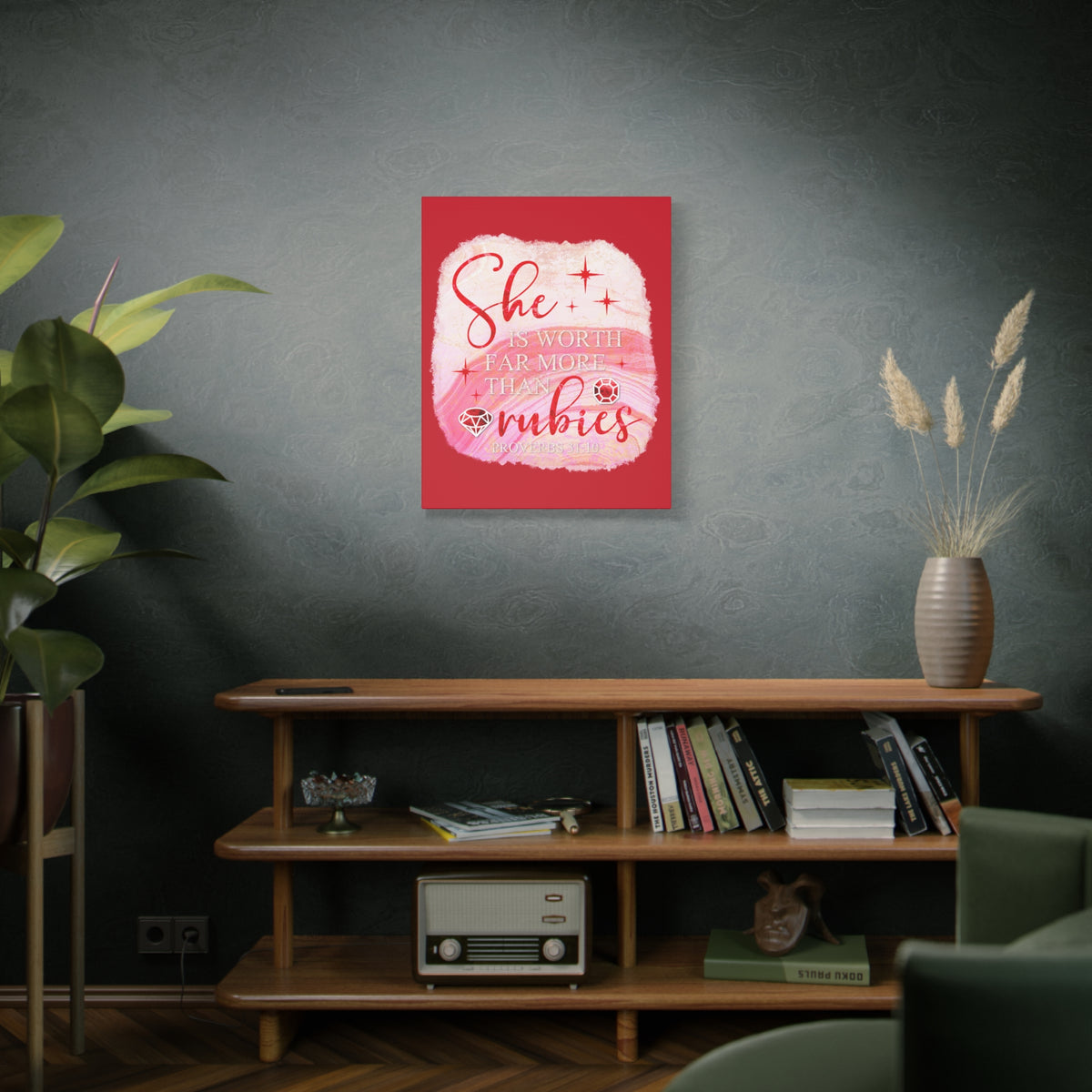 Scripture Walls Rubies Proverbs 31:10 Bible Verse Canvas Christian Wall Art Ready to Hang Unframed