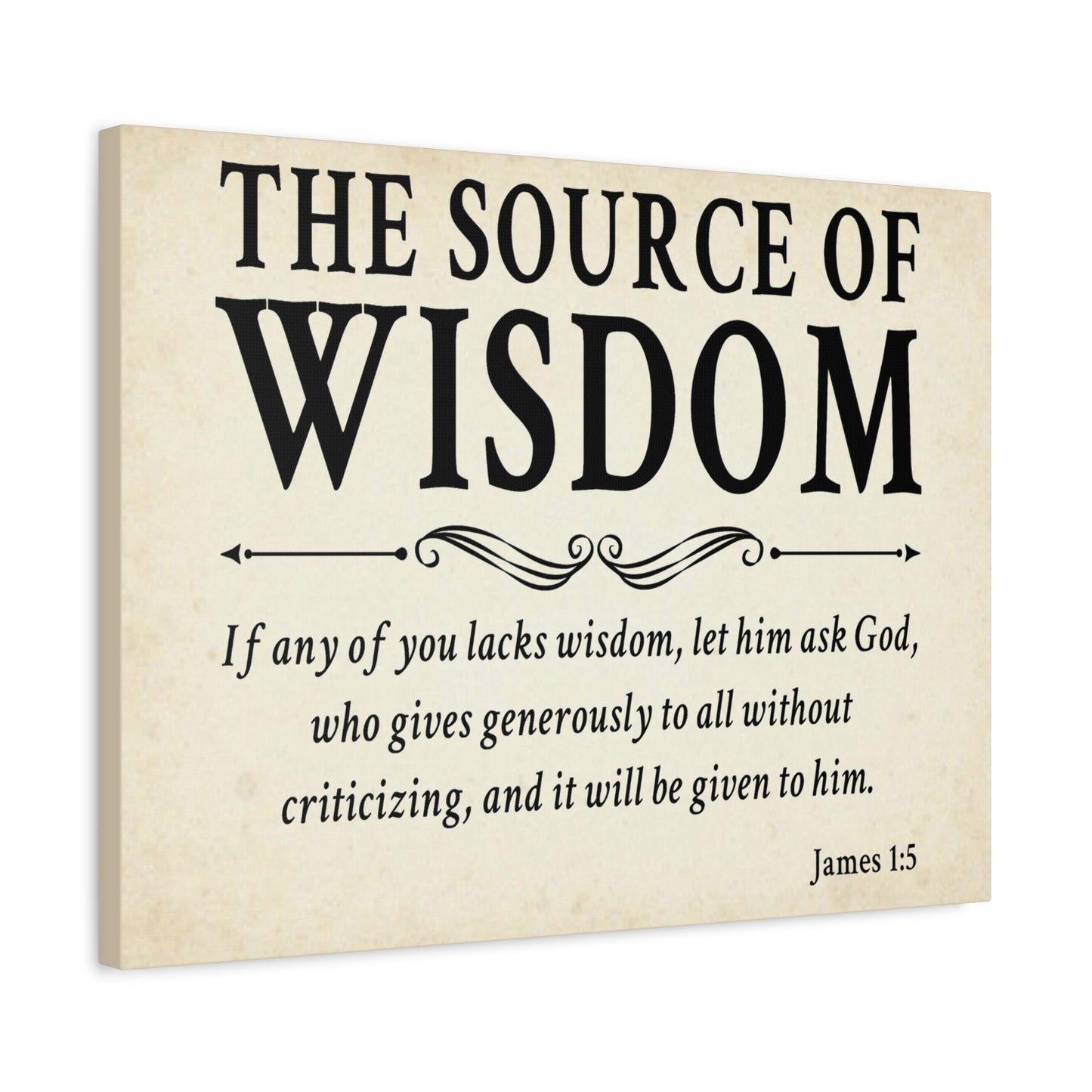 Scripture Walls James 1:5 The Source of Wisdom White Bible Verse Canvas Christian Wall Art Ready to Hang Unframed