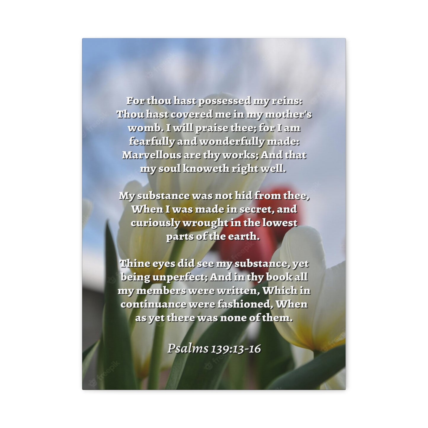 Wonderfully Made Psalm 139:14 Flower Bible Verse Canvas Christian Wall Art Ready to Hang