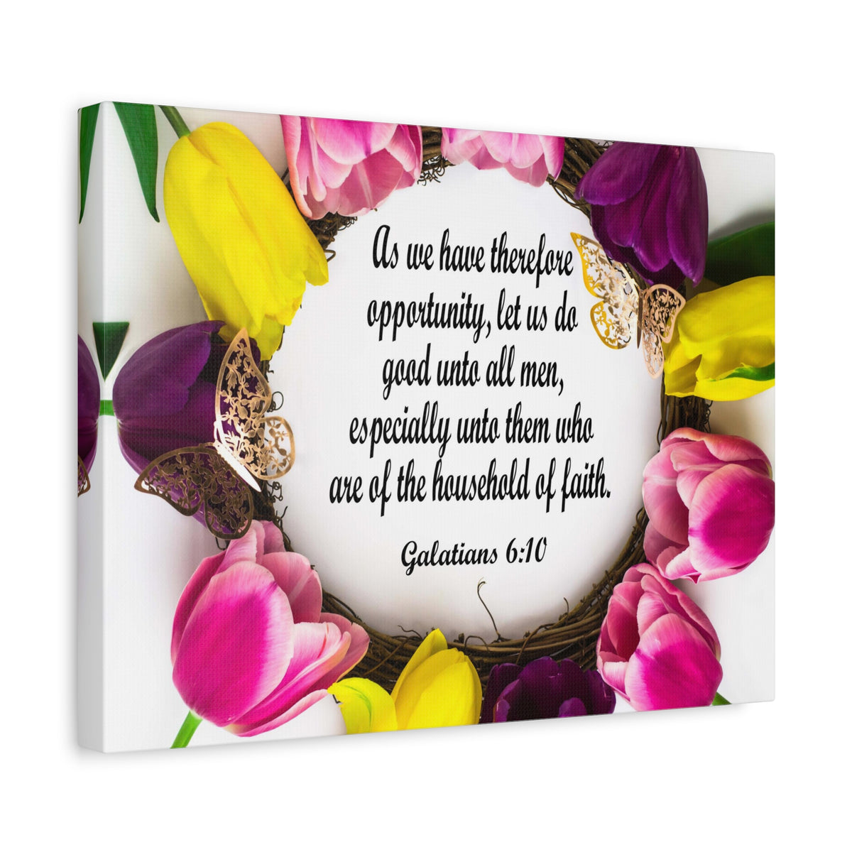 Scripture Canvas Household of Faith Galatians 6:10 Christian Wall Art Bible Verse Print Ready to Hang