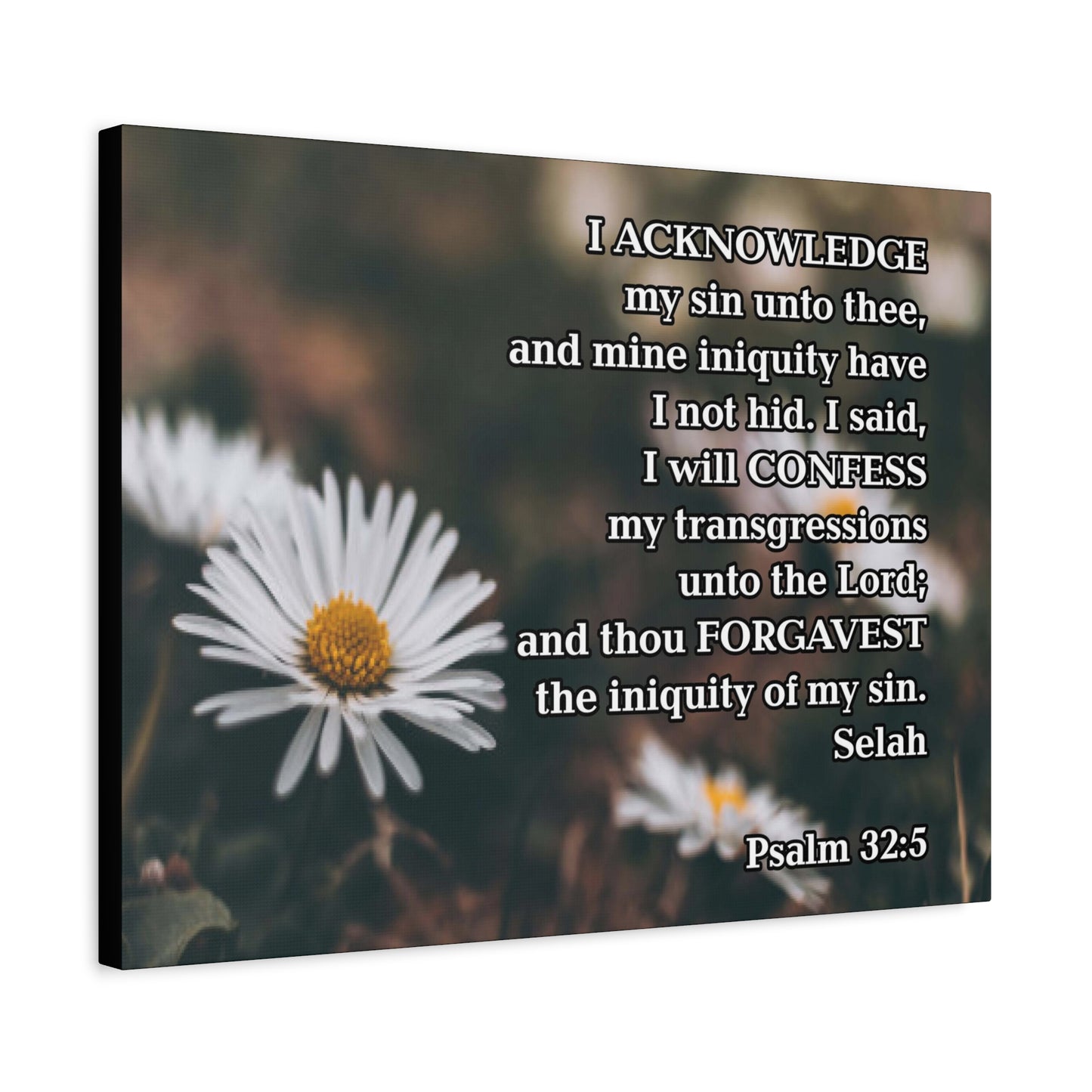 Bible Verse Canvas Acknowledge and Confess Unto the Lord Psalm 32:5 Wall Art Christian Home Decor