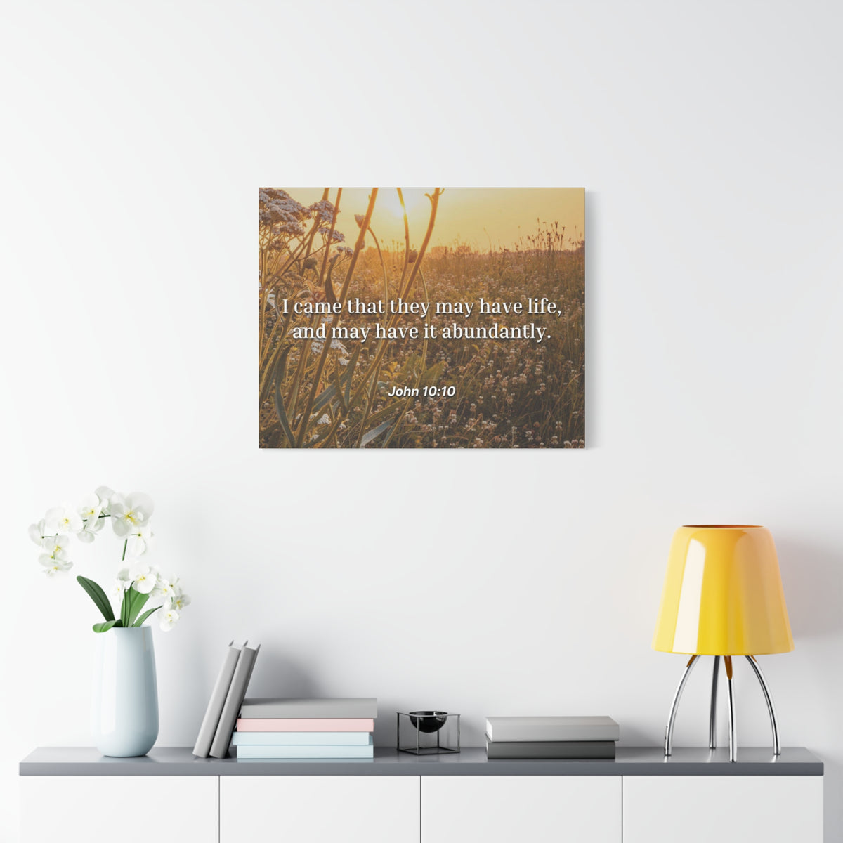 Scripture Canvas Abundantly John 10:10 Christian Wall Art Bible Verse Print Ready to Hang