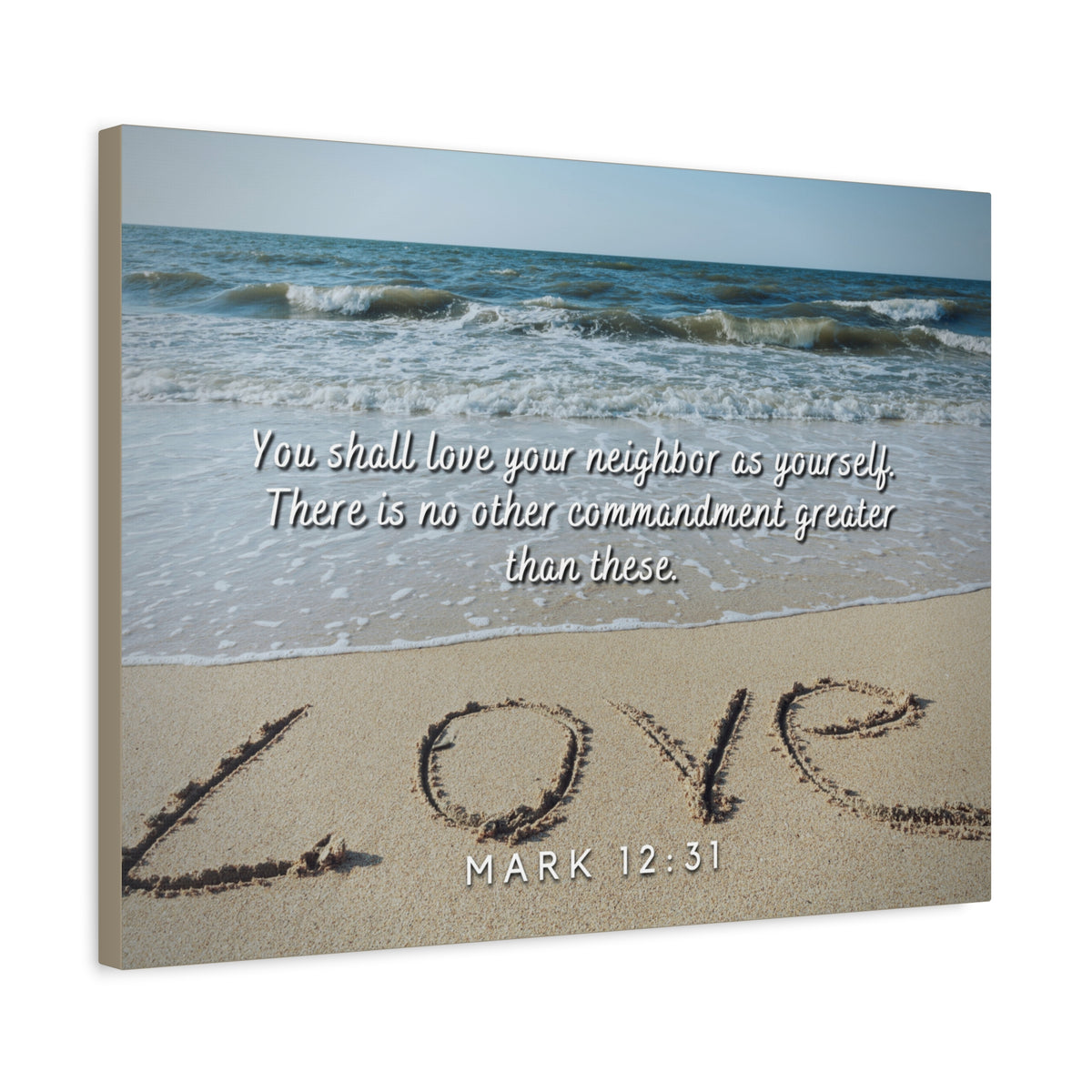 Scripture Canvas Love Your Neighbor Mark 12:31 Christian Wall Art Bible Verse Print Ready to Hang
