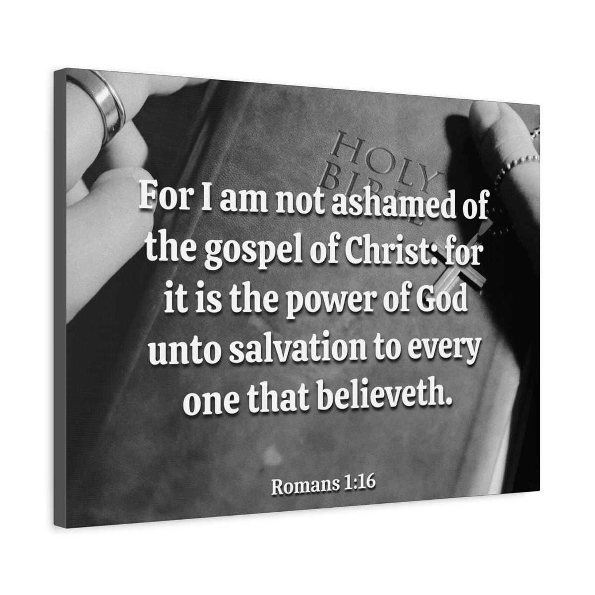 Scripture Canvas God Unto Salvation Romans 1:16 Christian Wall Art Bible Verse Print Ready to Hang