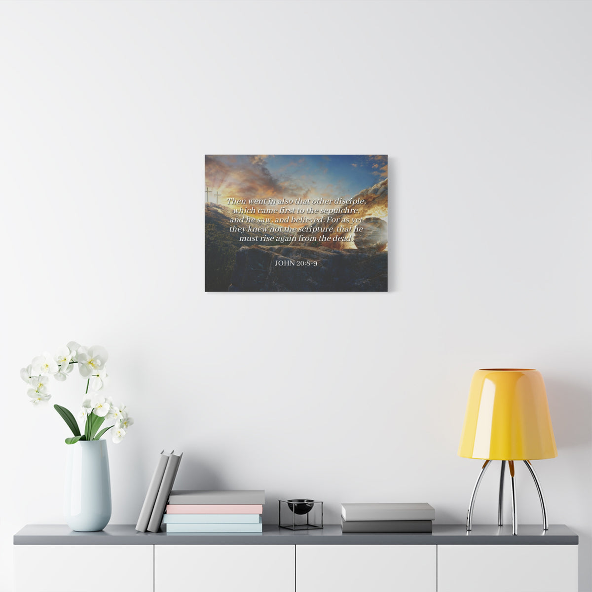 Scripture Canvas Rise Again John 20:8-9 Christian Wall Art Bible Verse Print Ready to Hang