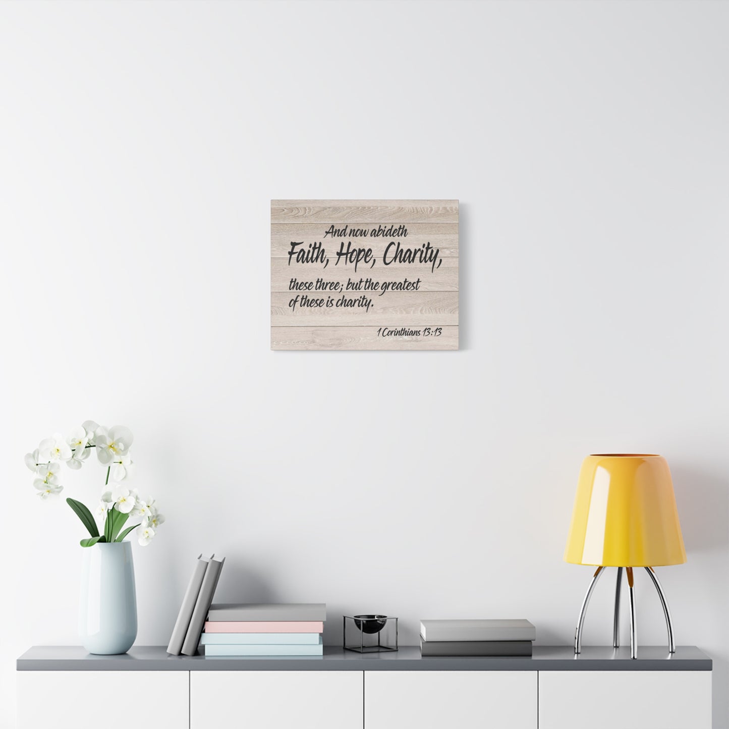 Bible Verse Canvas Faith Hope Charity 1 Corinthians 13:13 Wall Art Christian Home Decor