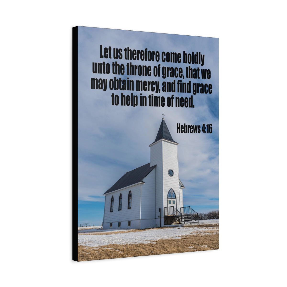 Scripture Canvas Throne of Grace Hebrews 4:16 Christian Wall Art Bible Verse Print Ready to Hang
