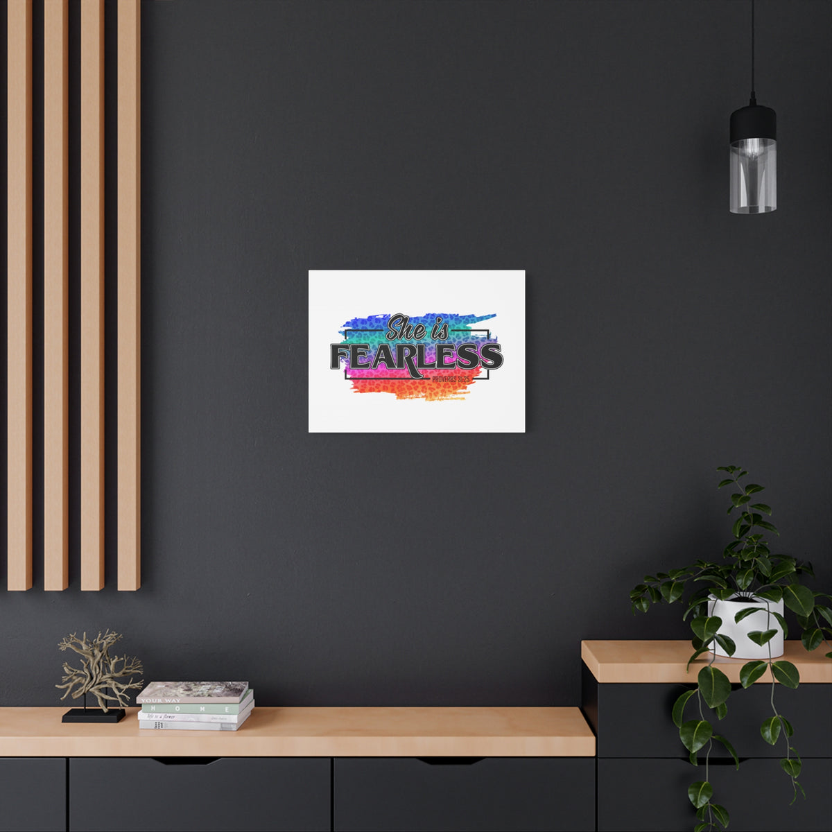 Scripture Canvas She Is Fearless Proverbs 31:25 Christian Wall Art Bible Verse Print Ready to Hang