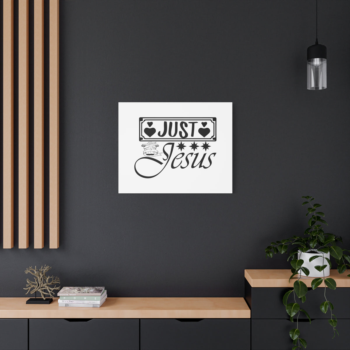 Scripture Canvas Just Jesus John 14:6 Four Hearts Christian Wall Art Bible Verse Print Ready to Hang