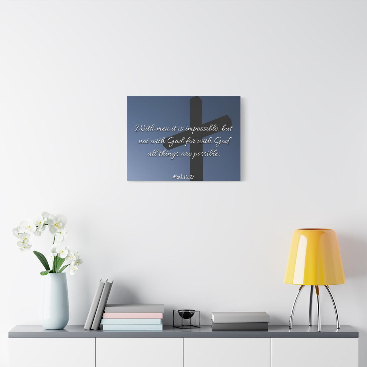 Scripture Canvas Possible Mark 10:27 Christian Wall Art Bible Verse Print Ready to Hang