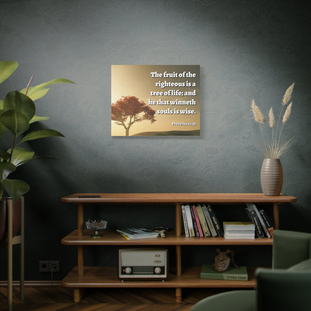Scripture Canvas Tree Of Life Proverbs 11:30 Christian Wall Art Bible Verse Print Ready to Hang