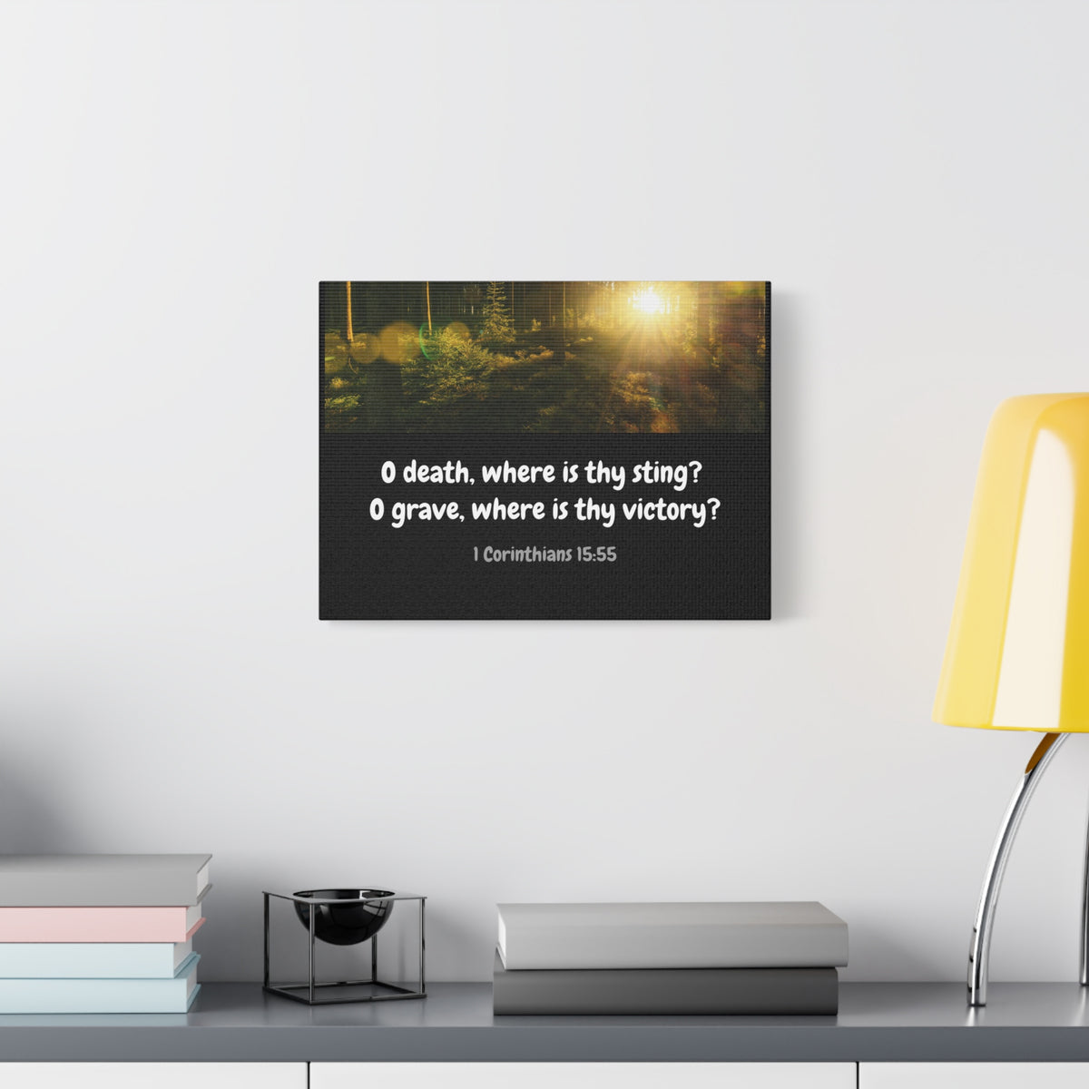 Scripture Canvas Victory Over Death 1 Corinthians 15:55 Christian Wall Art Bible Verse Print Ready to Hang