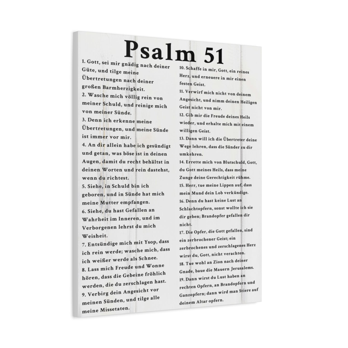 Scripture Walls Psalm 51 German White Bible Verse Canvas Christian Wall Art Ready to Hang Unframed