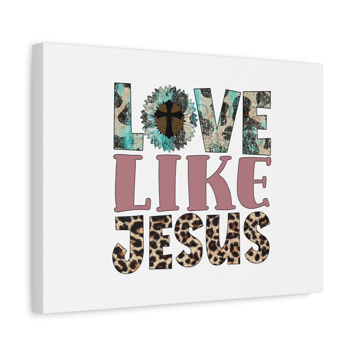 Scripture Canvas Love Like Jesus John 15:12 Blue Flower Christian Wall Art Bible Verse Print Ready to Hang