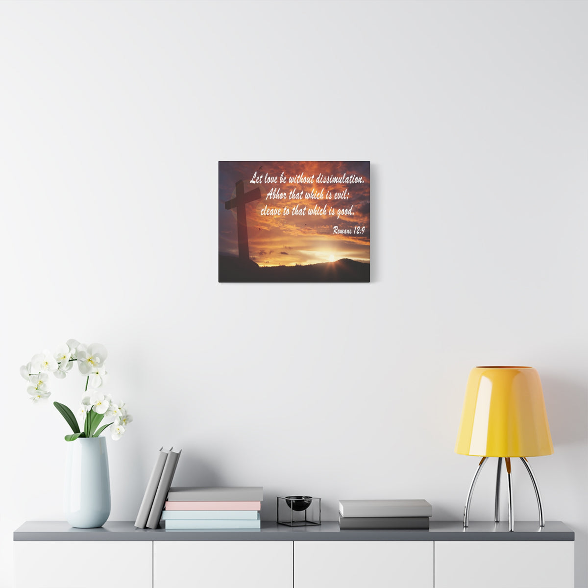 Scripture Canvas Love Without Dissimulation Romans 12:9 Christian Wall Art Bible Verse Print Ready to Hang