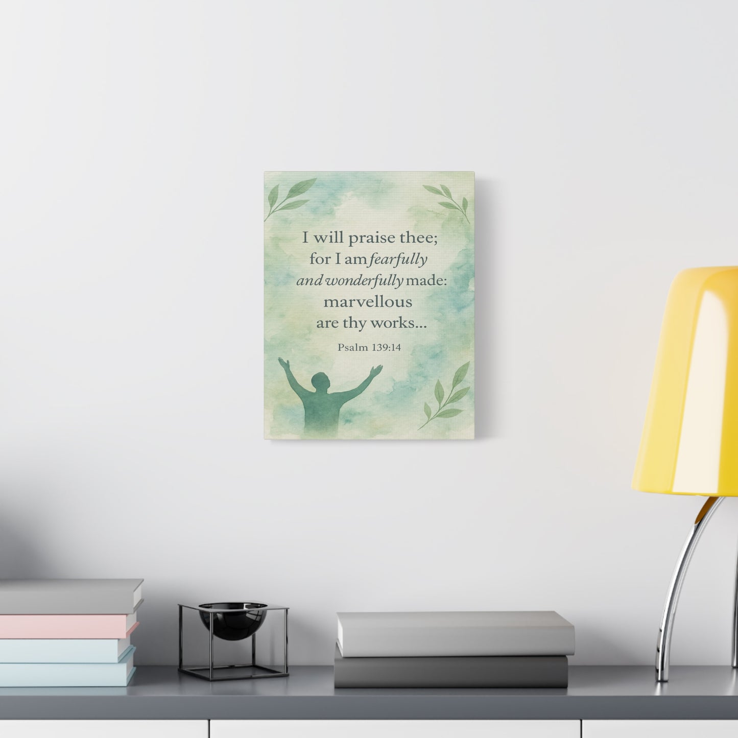 Bible Verse Canvas Psalm 139:14 Christian Home Décor Wall Art Scripture Ready to Hang Faith Print