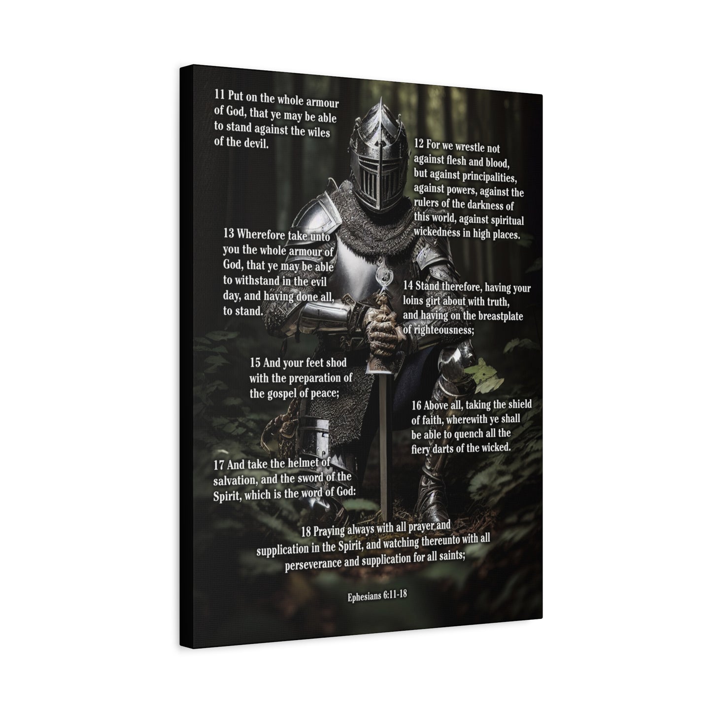 Scripture Walls Armor Of God Ephesians 6:11-18 Soldier Kneels Christian Wall Art Print Ready to Hang Unframed
