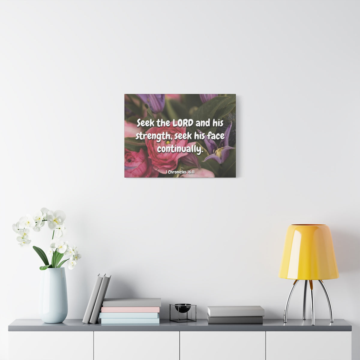 Scripture Canvas Seek The Lord 1 Chronicles 16:11 Christian Wall Art Bible Verse Print Ready to Hang