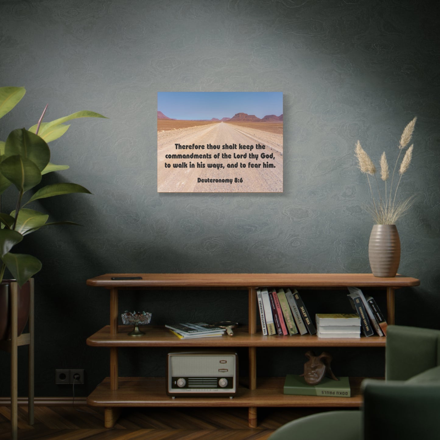 Bible Verse Canvas The Commandments of The Lord Thy God Deuteronomy 8:6 Christian Home Décor Wall Art Scripture Ready to Hang Faith Print