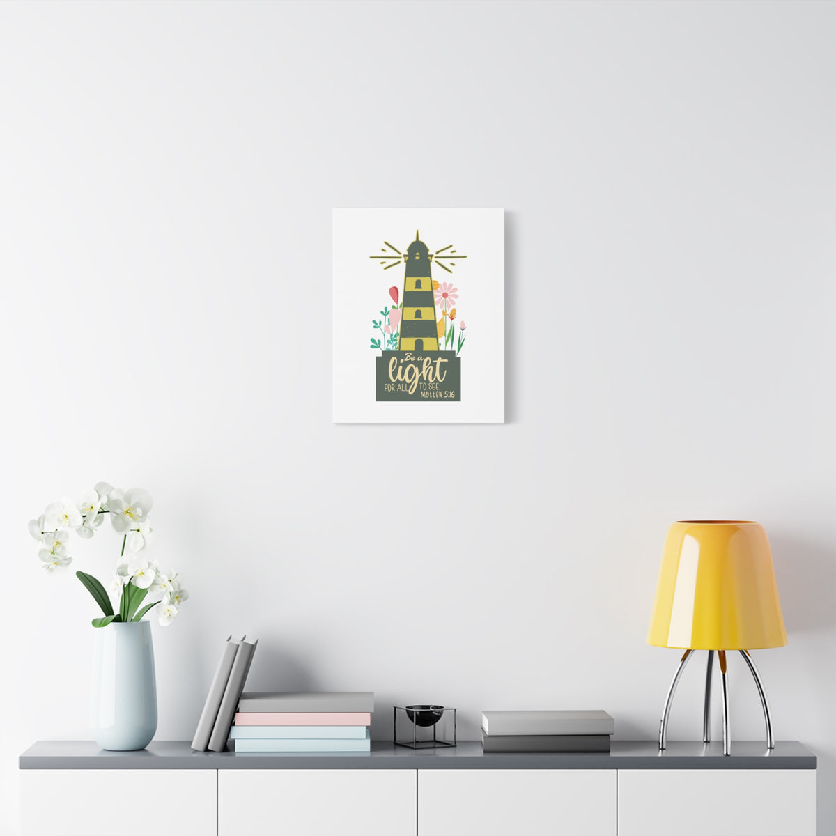 Scripture Canvas Be A Light Matthew 5:16 Christian Wall Art Bible Verse Print Ready to Hang