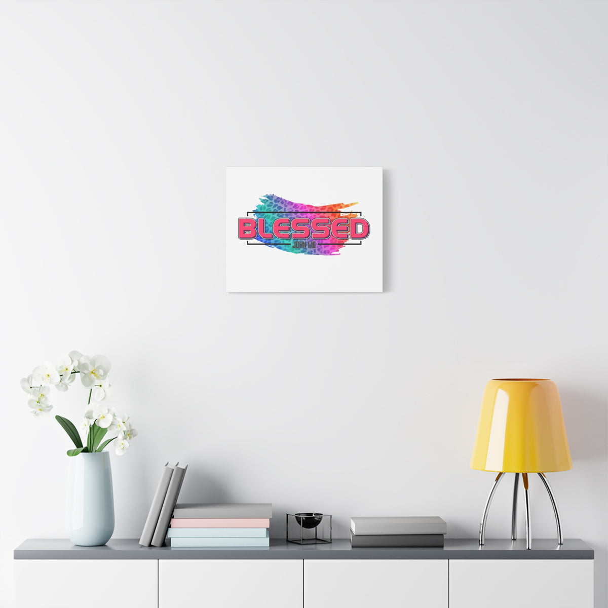 Scripture Canvas Blessed Rainbow John 1:16 Christian Wall Art Bible Verse Print Ready to Hang