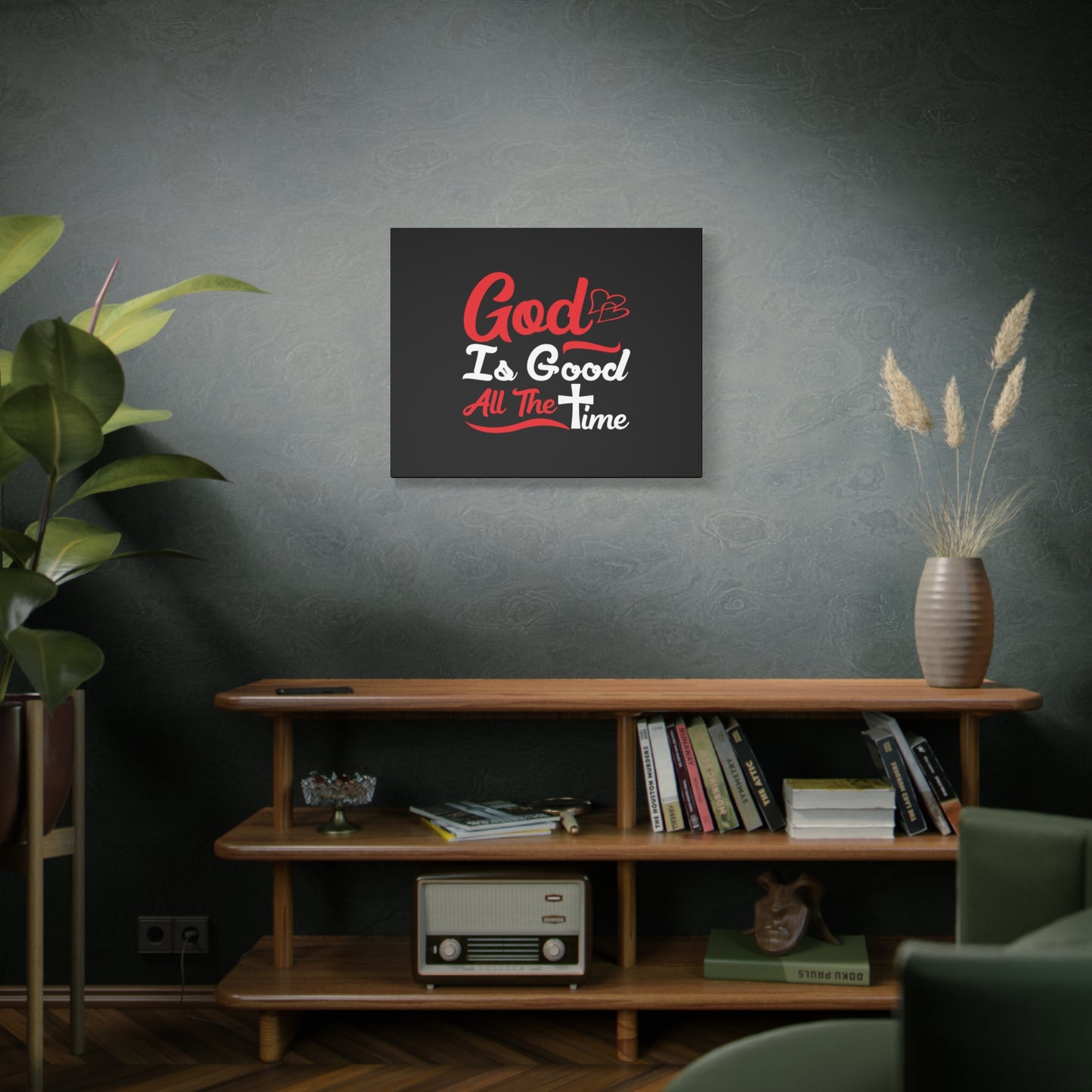 Scripture Canvas God Is Good All The Time Psalm 100:5 Christian Wall Art Bible Verse Print Ready to Hang