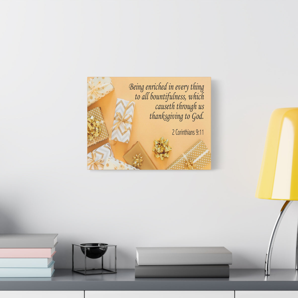 Scripture Canvas Thanksgiving to God 2 Corinthians 9:11 Christian Wall Art Bible Verse Print Ready to Hang