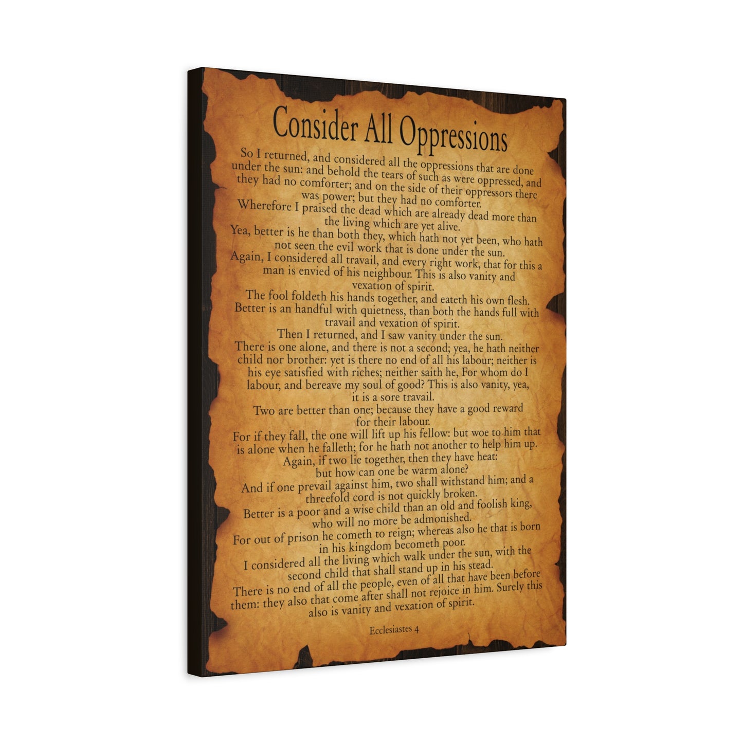 Scripture Walls Consider All Oppressions Ecclesiastes 4 Gold Brown Bible Verse Canvas Christian Wall Art Ready to Hang