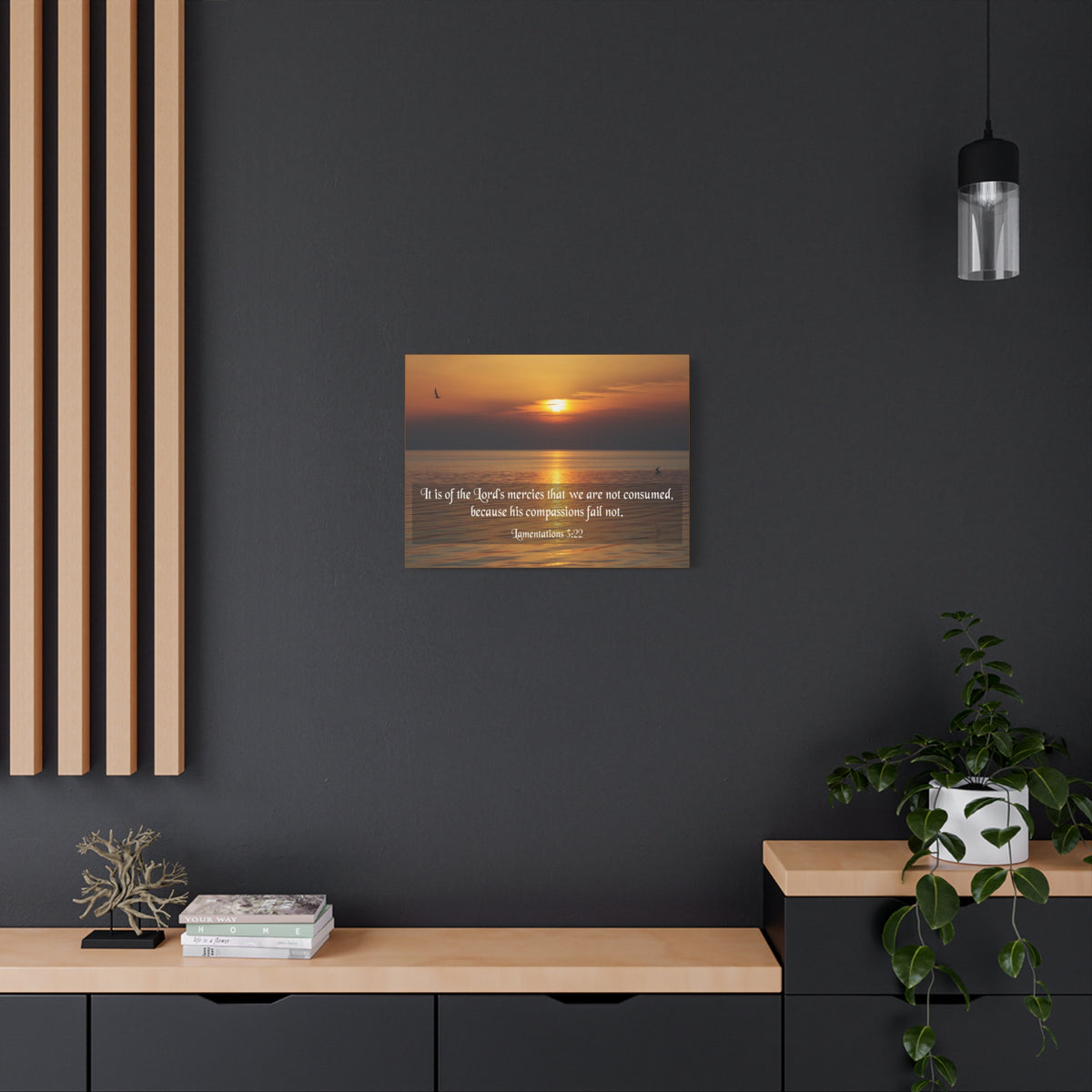 Scripture Canvas Lord's Mercies Lamentations 3:22 Christian Wall Art Bible Verse Print Ready to Hang