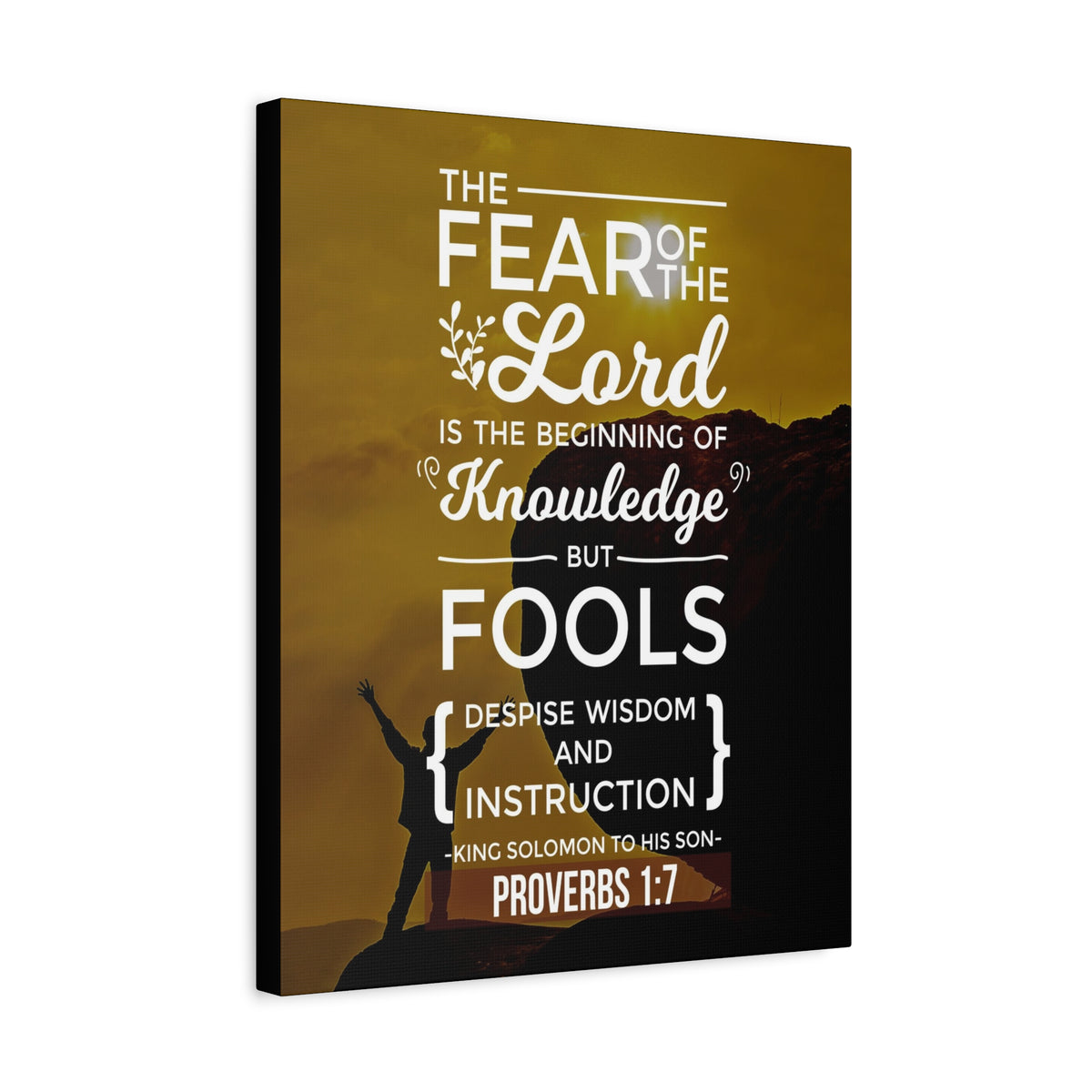 Scripture Canvas Beginning of Knowledge Proverbs 1:7 Christian Wall Art Bible Verse Print Ready to Hang