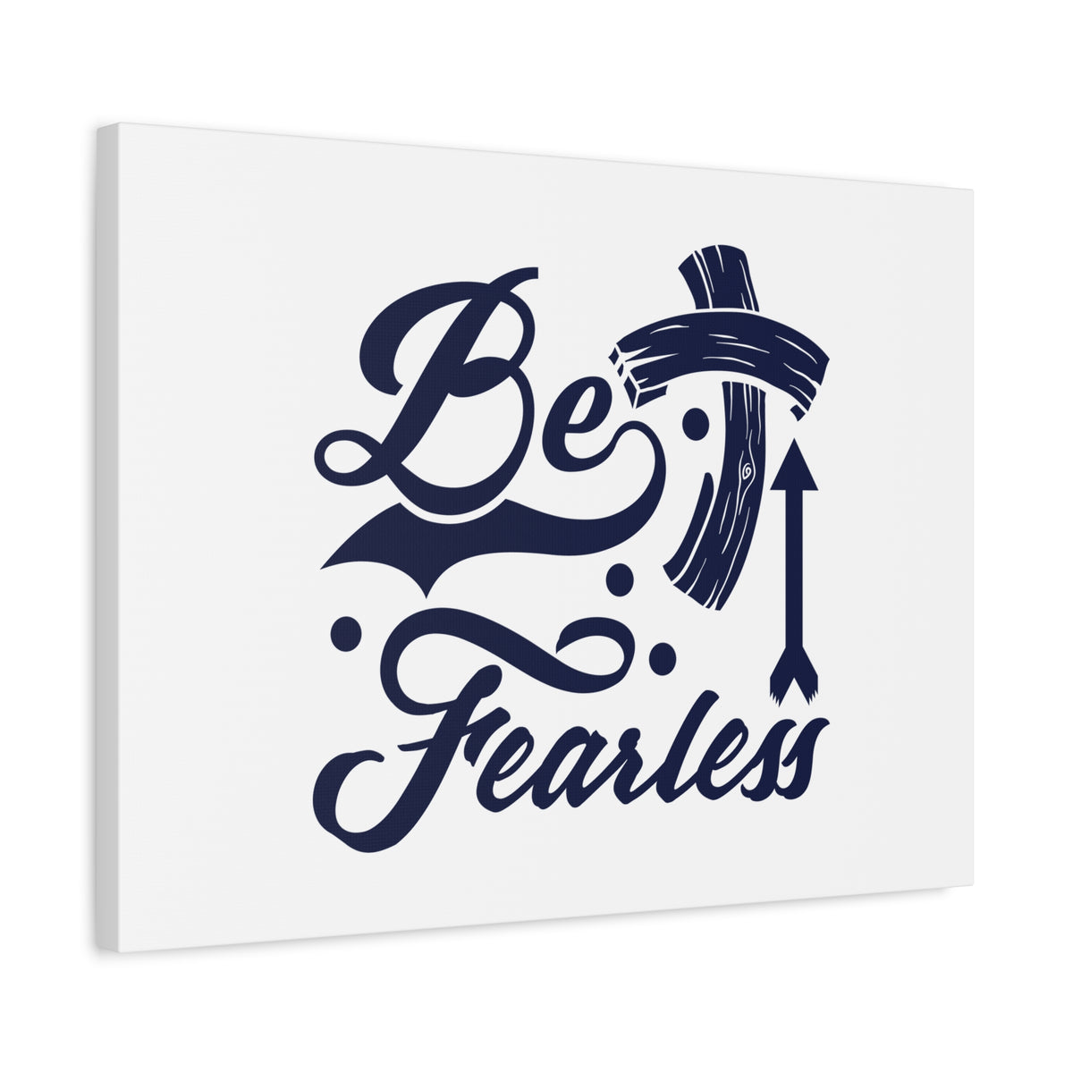 Scripture Canvas Be Fearless 2 Timothy 1:7 Blue Cross Christian Wall Art Bible Verse Print Ready to Hang