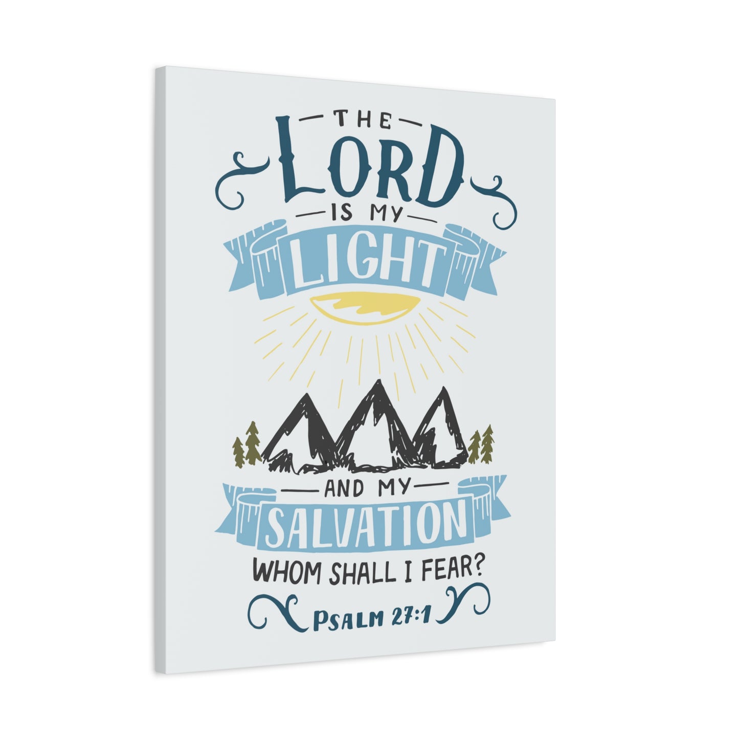 Scripture Canvas The Lord Is My Light Psalm 27:1 Christian Wall Art Bible Verse Print Ready to Hang