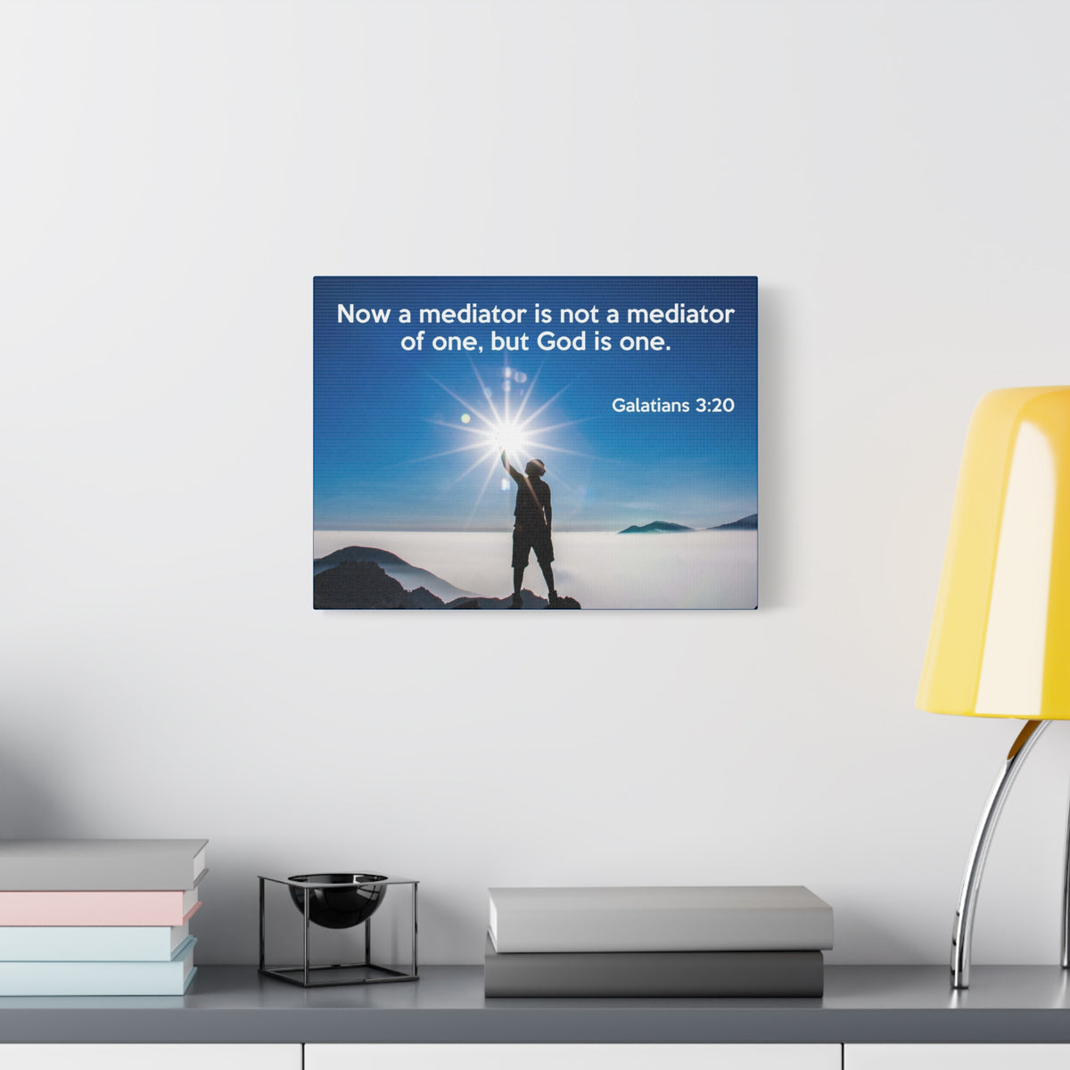 Scripture Canvas God is One Galatians 3:20 Christian Wall Art Bible Verse Print Ready to Hang
