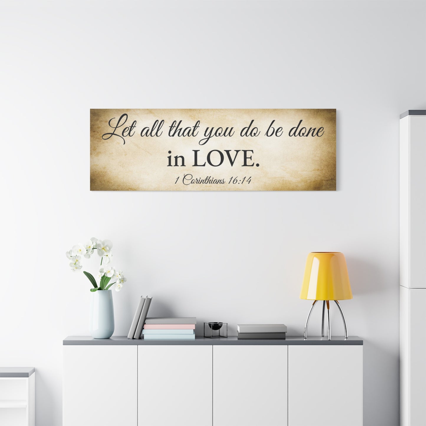 Scripture Walls 1 Corinthians 16:14 Gold Bible Verse Canvas Christian Wall Art Ready to Hang Unframed