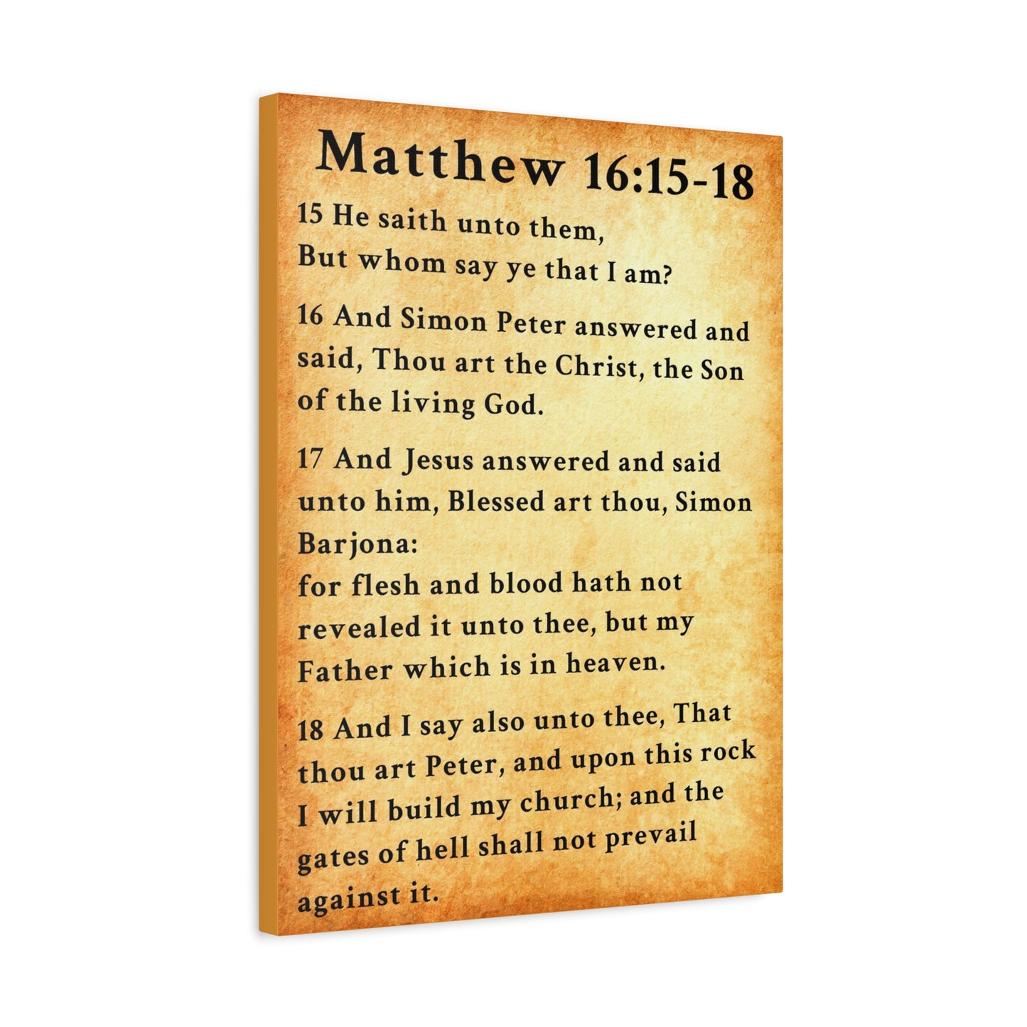 Scripture Walls Matthew 16:15-18 KJV Bible Verse Canvas Christian Wall Art Ready to Hang Unframed