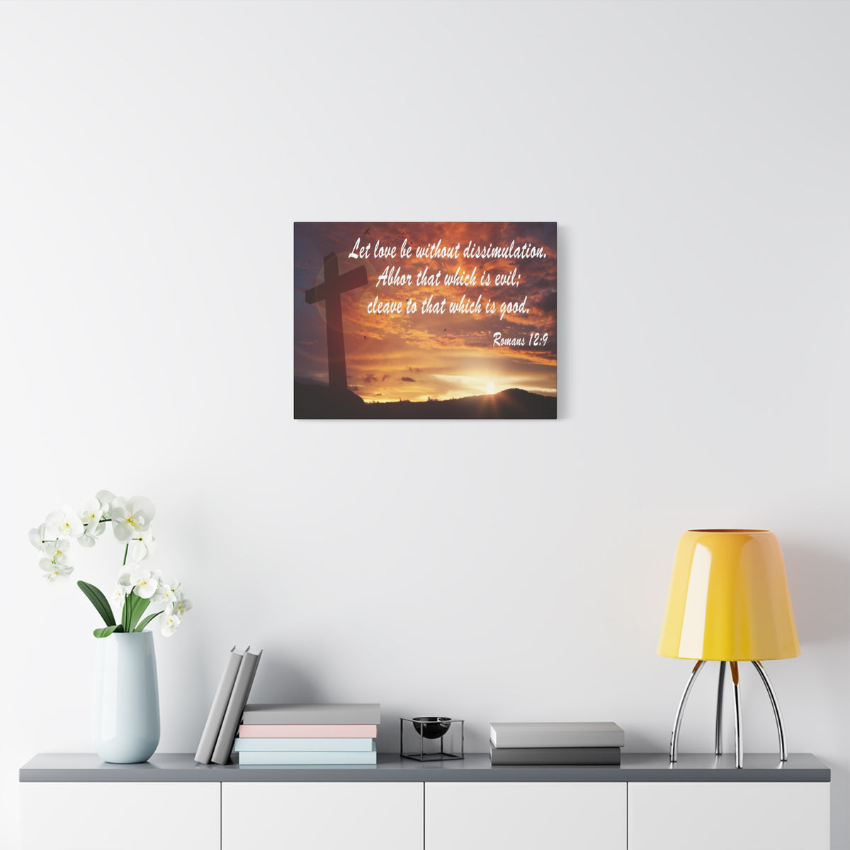 Scripture Canvas Love Without Dissimulation Romans 12:9 Christian Wall Art Bible Verse Print Ready to Hang