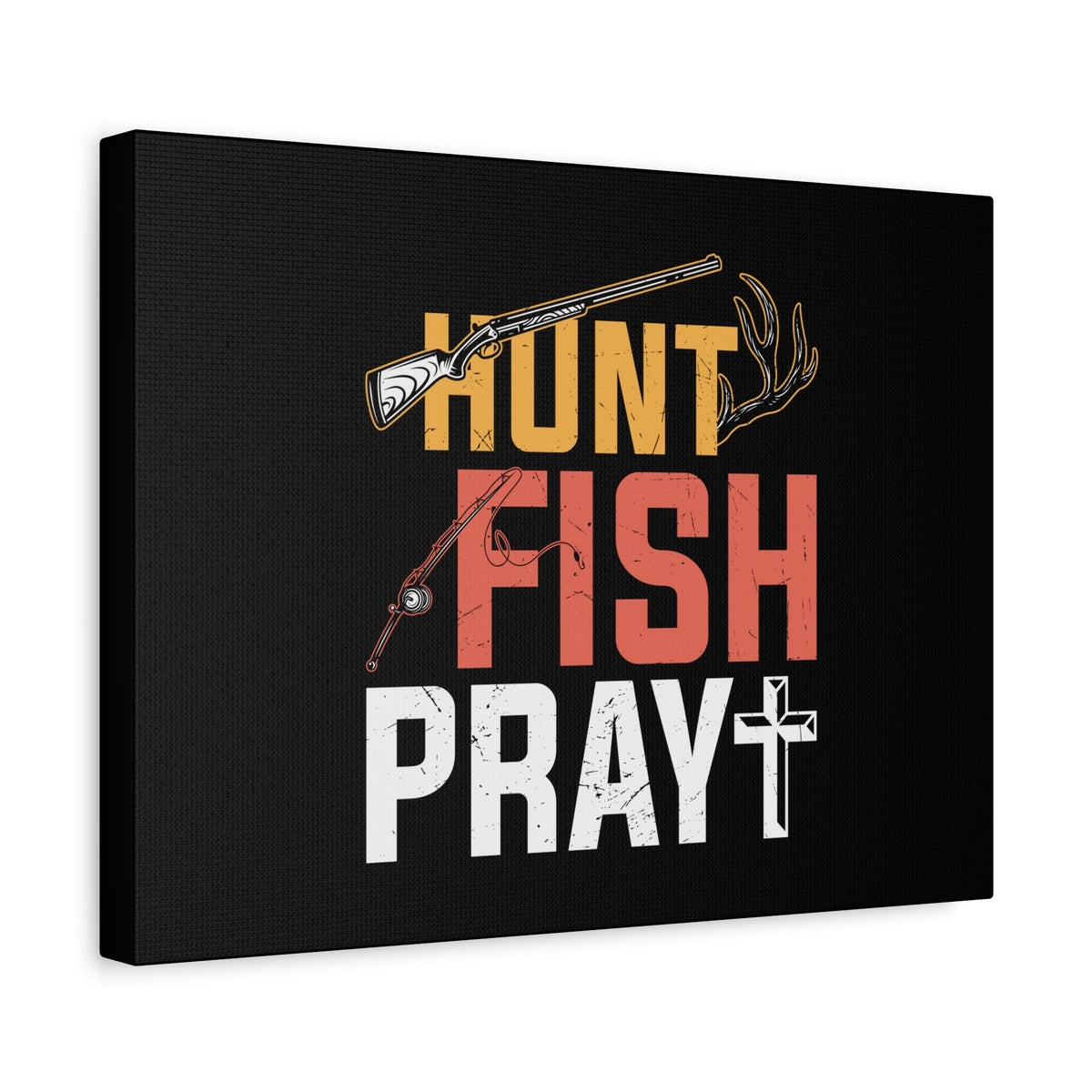 Scripture Canvas Hunt, Fish, Pray Jeremiah 16:16 Christian Wall Art Bible Verse Print Ready to Hang