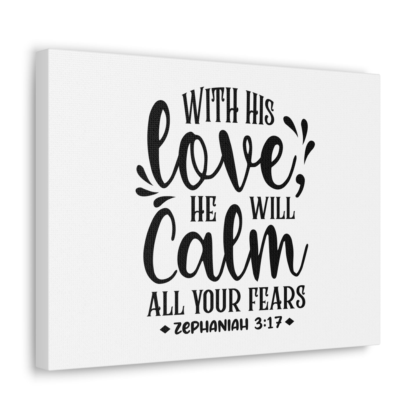 With His Love Zephaniah 3:17 Bible Verse Canvas Christian Wall Art Ready to Hang