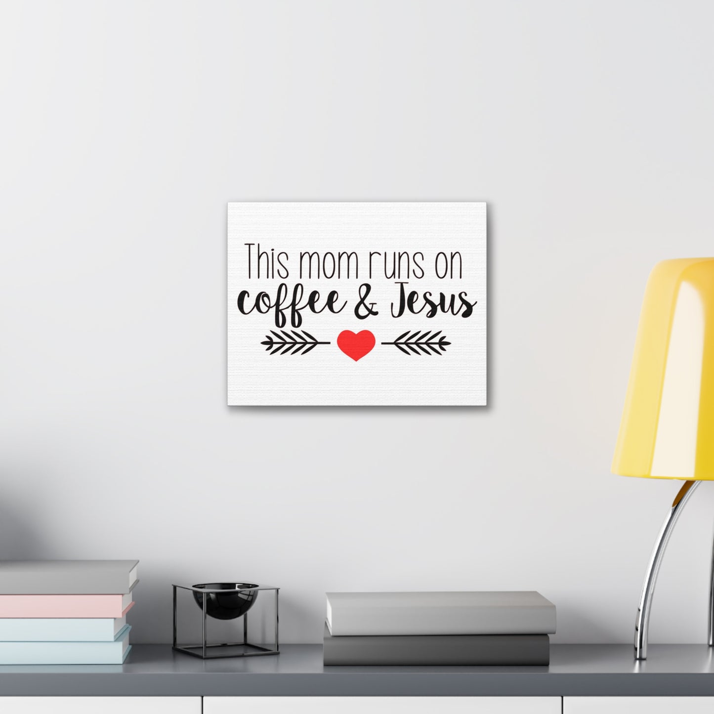 This Mom Runs On Coffee & Jesus Mark 10:27 Coffee Christian Wall Art Print Ready to Hang