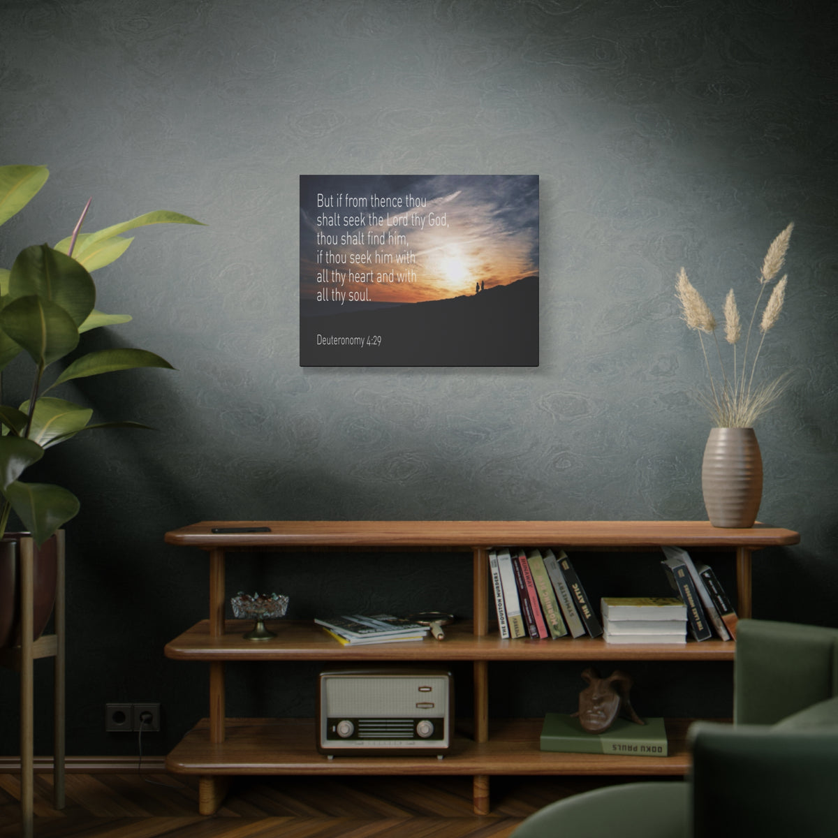 Scripture Canvas Lord Thy God Deuteronomy 4:29 Christian Wall Art Bible Verse Print Ready to Hang