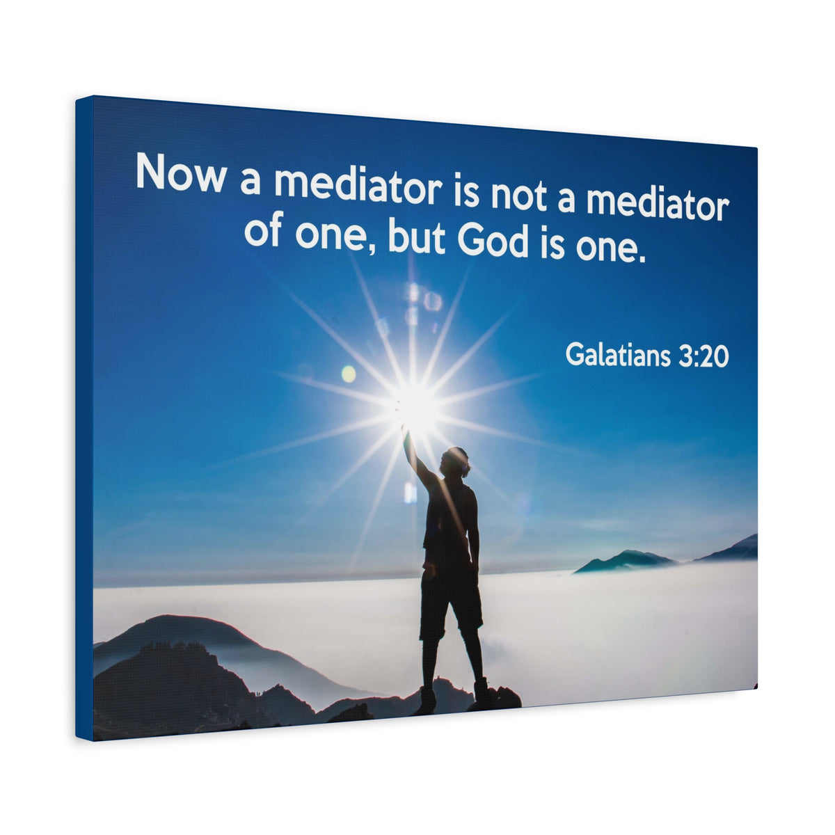 Scripture Canvas God is One Galatians 3:20 Christian Wall Art Bible Verse Print Ready to Hang