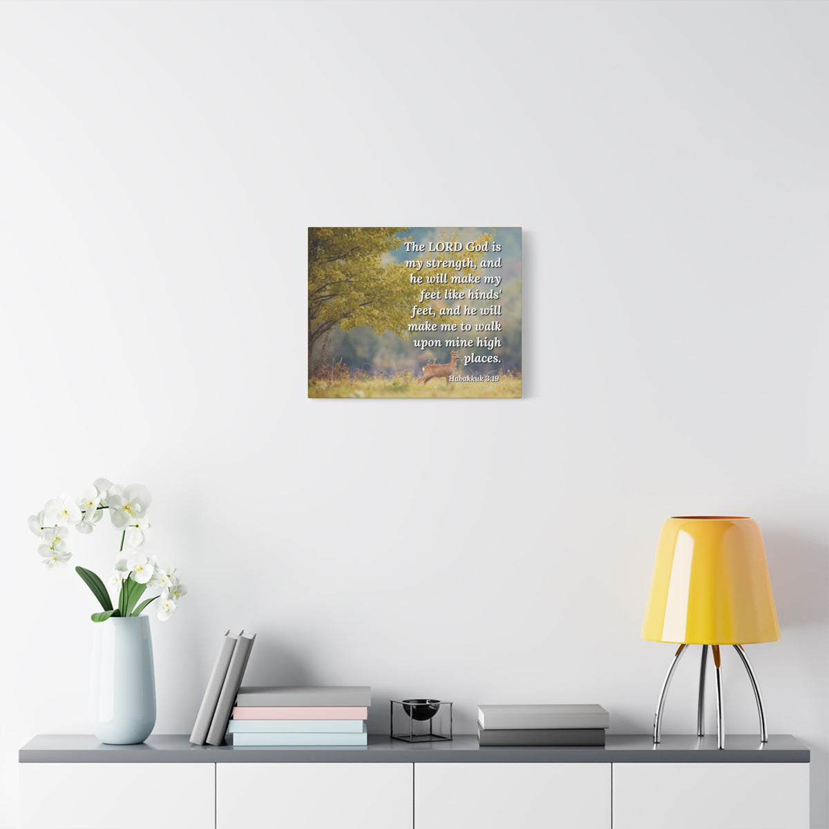Scripture Canvas My Strength Habakkuk 3:19 Christian Wall Art Bible Verse Print Ready to Hang